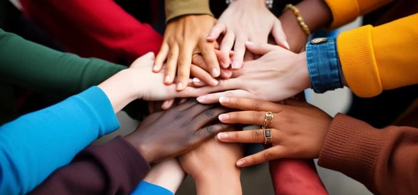 Mãos unidas representando união e coletividade